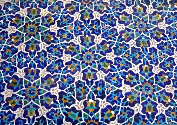 Textural Iran Mosque In Yazd, Iran, Blue Arabesque Shutterstock 467593418